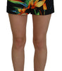 Short taille haute Dolce & Gabbana à imprimé feuilles noires