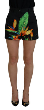 Short taille haute Dolce & Gabbana à imprimé feuilles noires