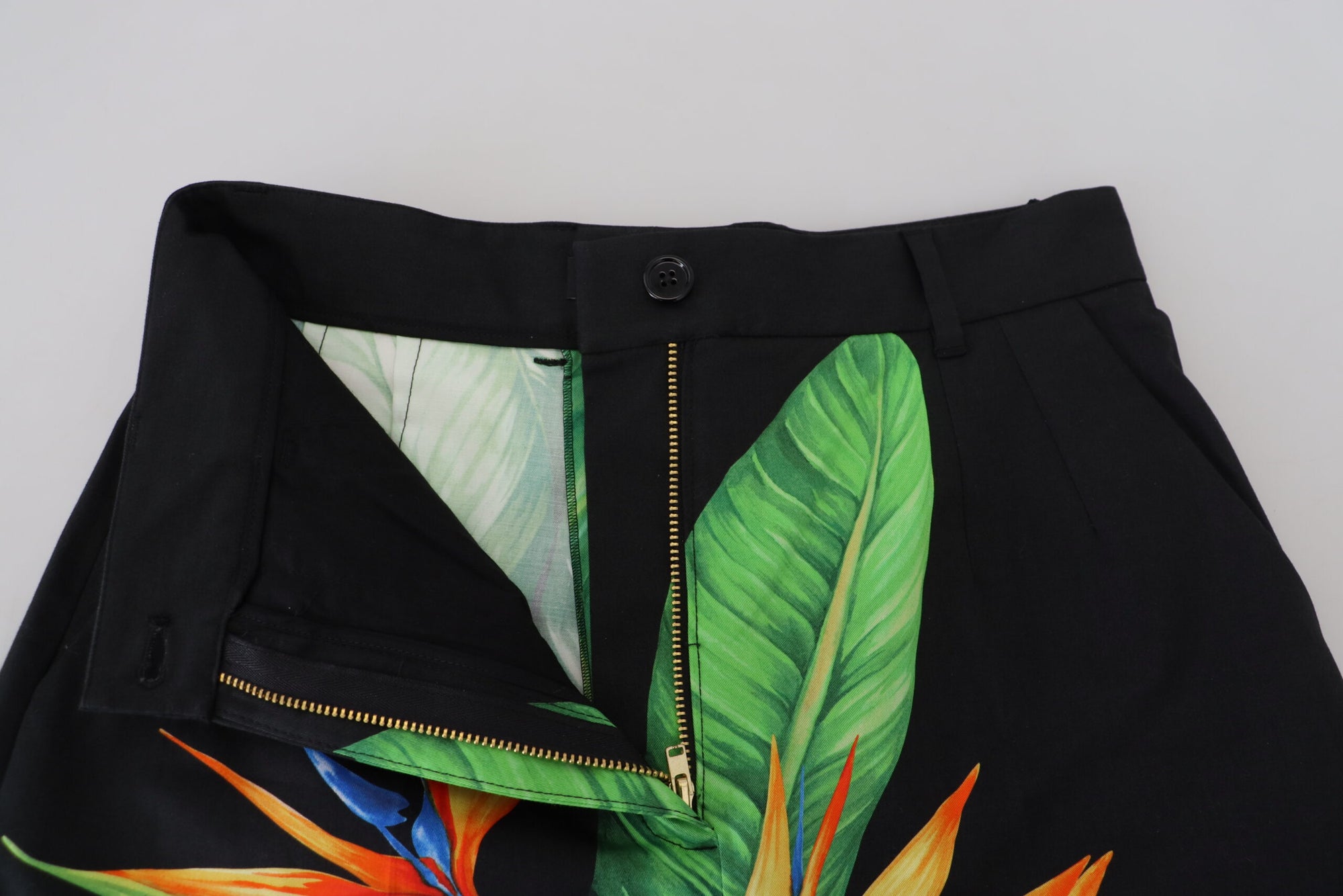 Short taille haute Dolce & Gabbana à imprimé feuilles noires