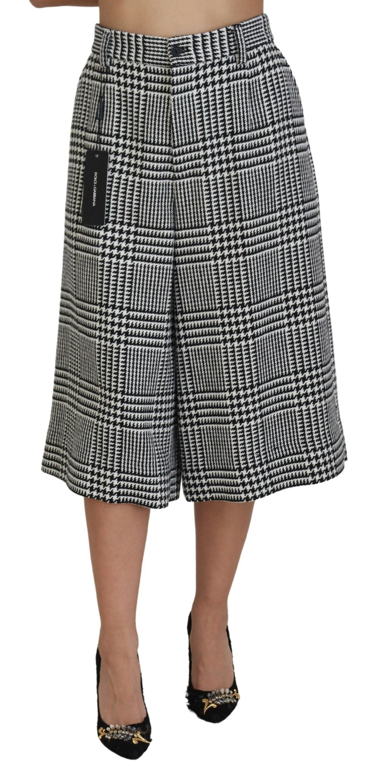 Dolce &amp; Gabbana Elegant High Waist Plaid Midi Pants