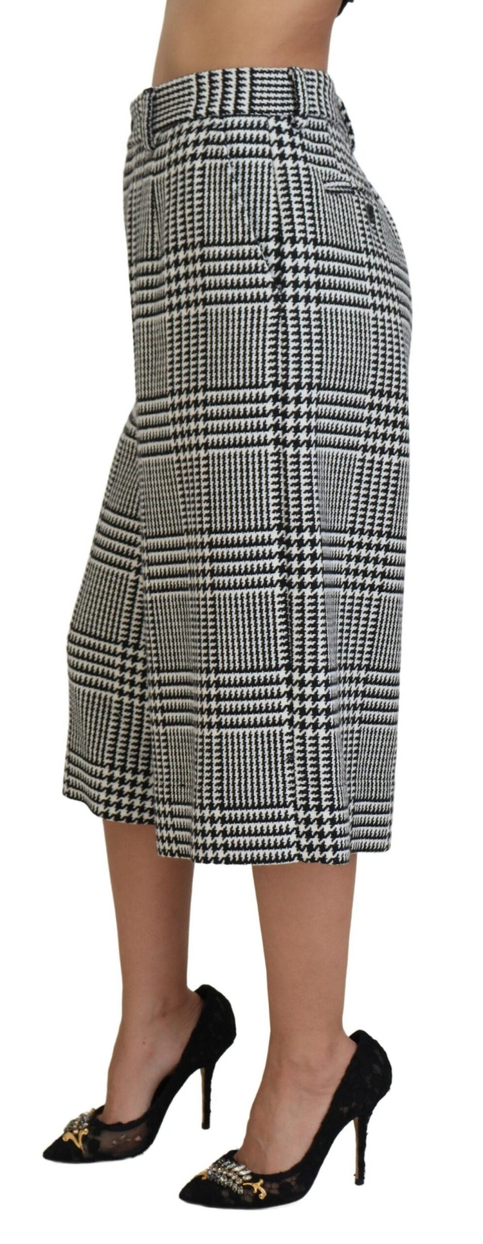 Dolce &amp; Gabbana Elegant High Waist Plaid Midi Pants