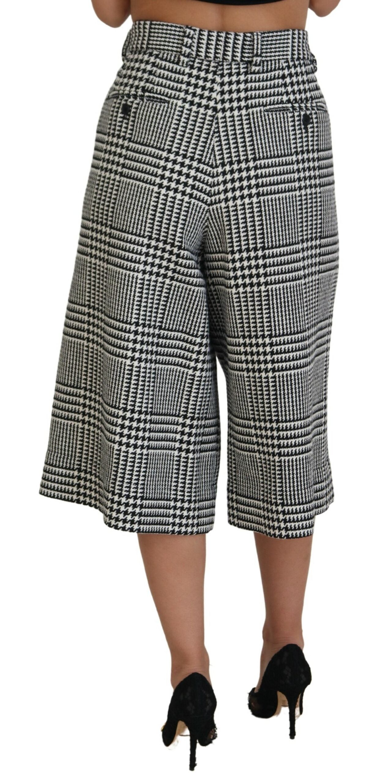 Dolce &amp; Gabbana Elegant High Waist Plaid Midi Pants