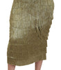Dolce & Gabbana Gold Tiered Metallic Fringed Midi Silk Skirt