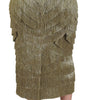 Dolce & Gabbana Gold Tiered Metallic Fringed Midi Silk Skirt