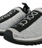 Dolce & Gabbana Silver Rhinestones Sorrento Sneakers Shoes