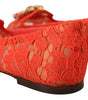 Dolce & Gabbana Red Taormina Lace Crystals Ballet Flats Shoes