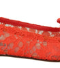 Dolce & Gabbana Red Taormina Lace Crystals Ballet Flats Shoes