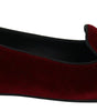 Dolce & Gabbana Bordeaux Velvet Slip-On Loafers Flats Shoes