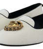 Dolce & Gabbana White Velvet Slip Ons Loafers Flats Shoes