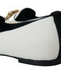 Dolce & Gabbana White Velvet Slip Ons Loafers Flats Shoes