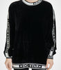 Dolce & Gabbana Black Velvet Crewneck Pullover Sweater