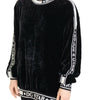 Dolce & Gabbana Black Velvet Crewneck Pullover Sweater