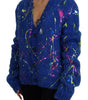 Dolce & Gabbana Blue Color Splash Mohair Cardigan  Sweater