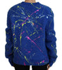Dolce & Gabbana Blue Color Splash Mohair Cardigan  Sweater