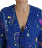 Dolce & Gabbana Blue Color Splash Mohair Cardigan  Sweater