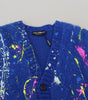 Dolce & Gabbana Blue Color Splash Mohair Cardigan  Sweater