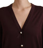 Dolce & Gabbana Maroon Wool Knit Deep V-neck Cardigan Sweater