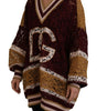 Dolce & Gabbana Multicolor Lace V-neck Pullover Sweater