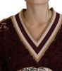 Dolce & Gabbana Multicolor Lace V-neck Pullover Sweater