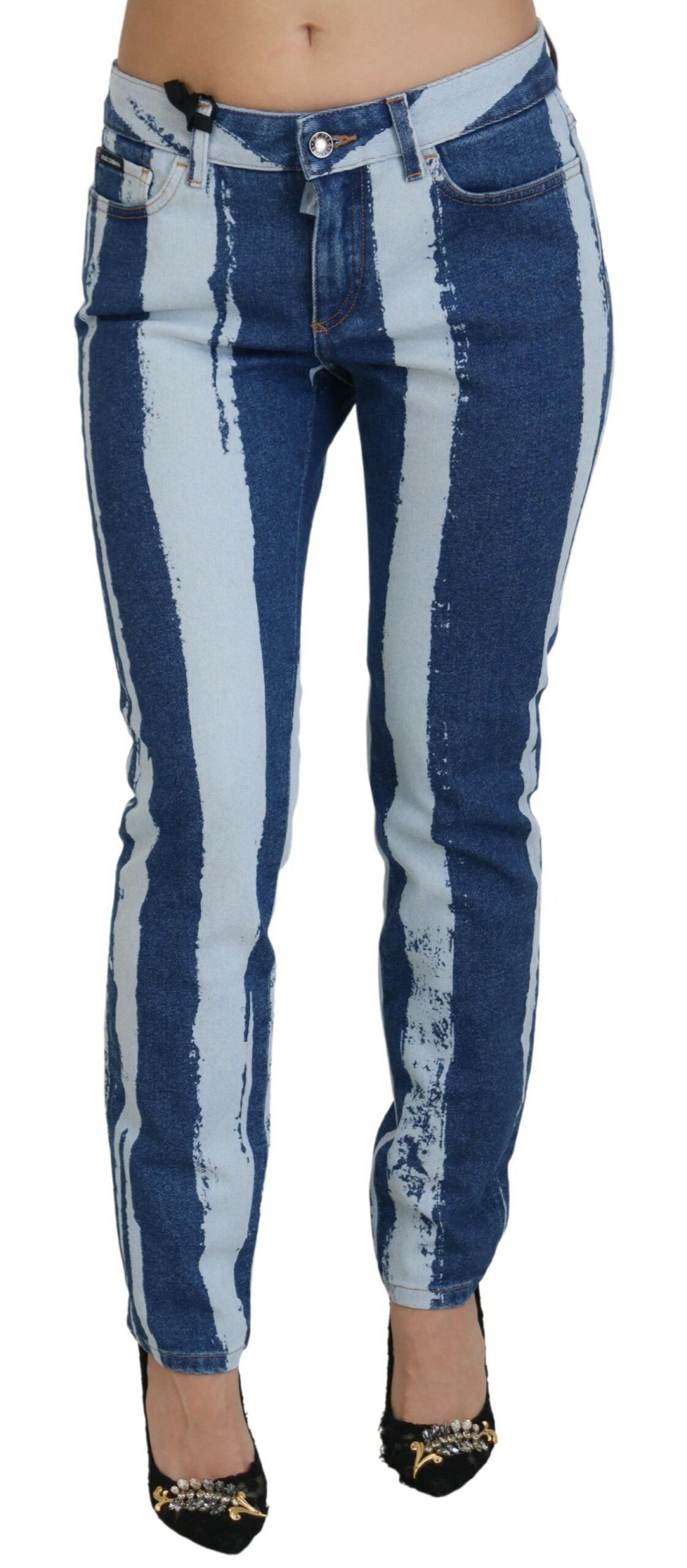 Dolce &amp; Gabbana Sleek Striped Slim Fit Italian Jeans