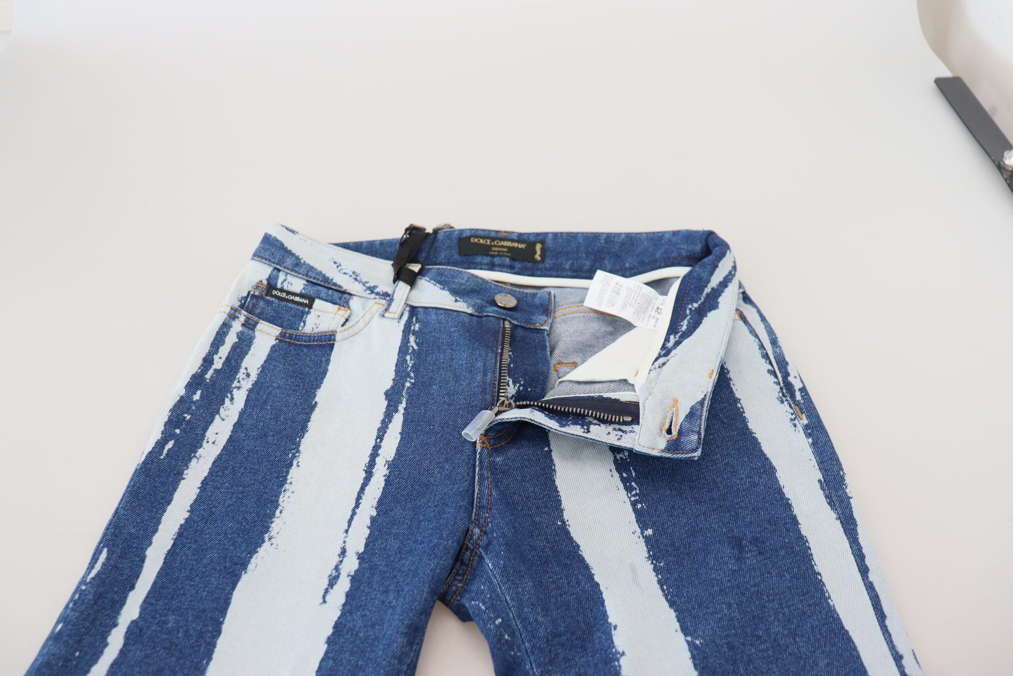 Dolce &amp; Gabbana Sleek Striped Slim Fit Italian Jeans
