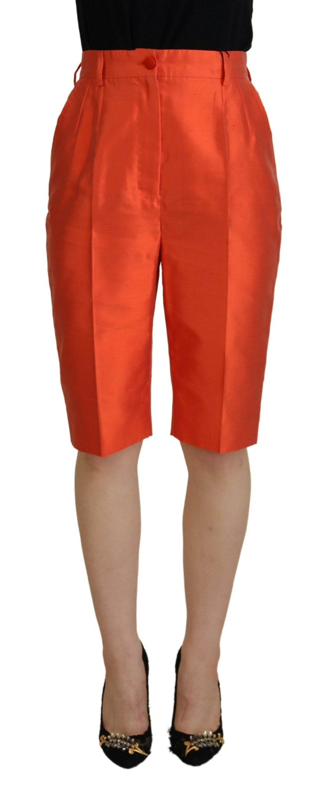 Dolce &amp; Gabbana Elegant Silk High-Waist Cropped Pants
