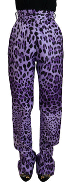 Dolce &amp; Gabbana Elegant High Waist Straight Purple Pants