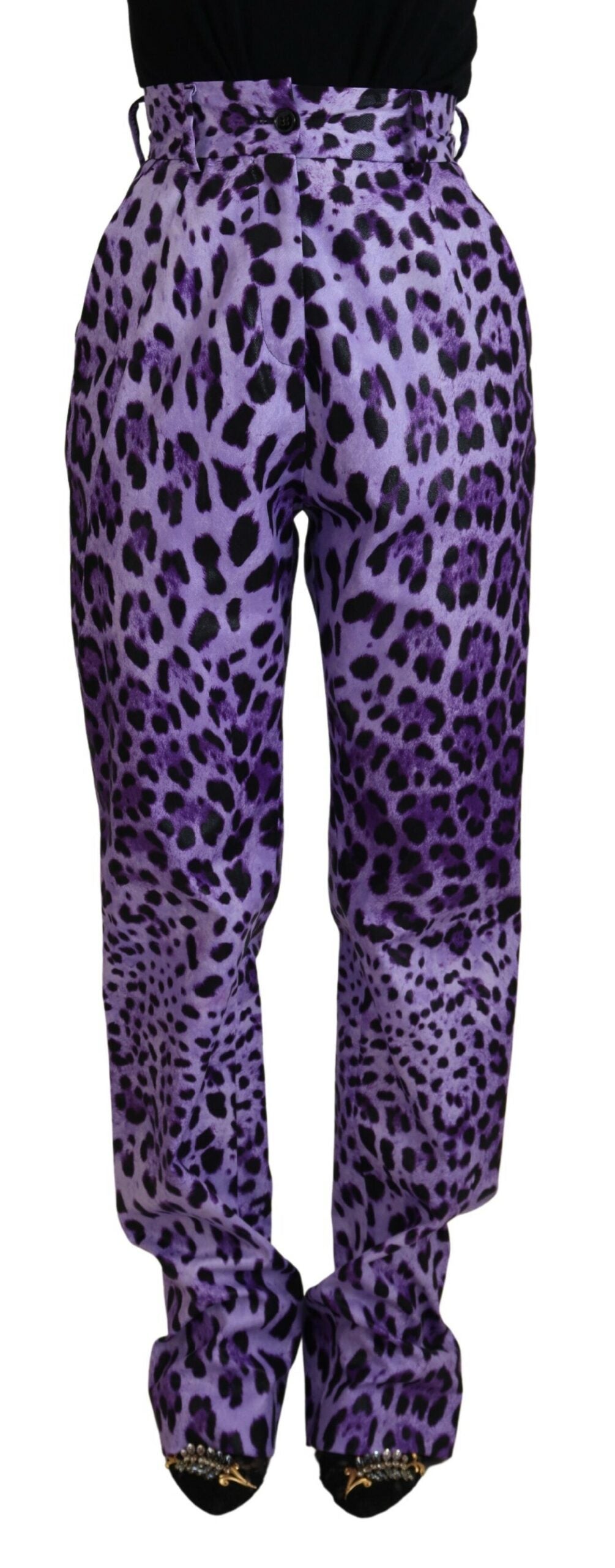 Dolce &amp; Gabbana Elegant High Waist Straight Purple Pants