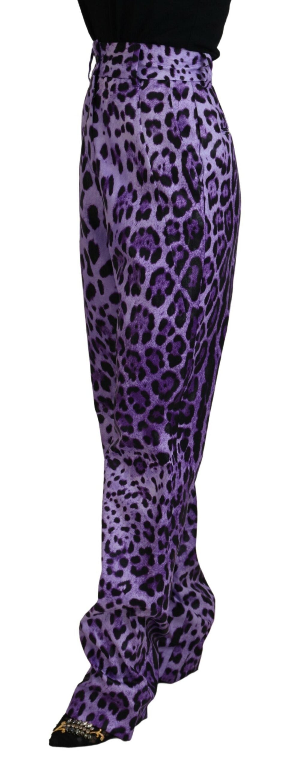 Dolce &amp; Gabbana Elegant High Waist Straight Purple Pants