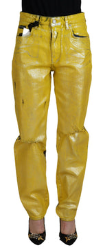 Dolce &amp; Gabbana Chic High Waist Straight Jeans in Vibrant Yellow