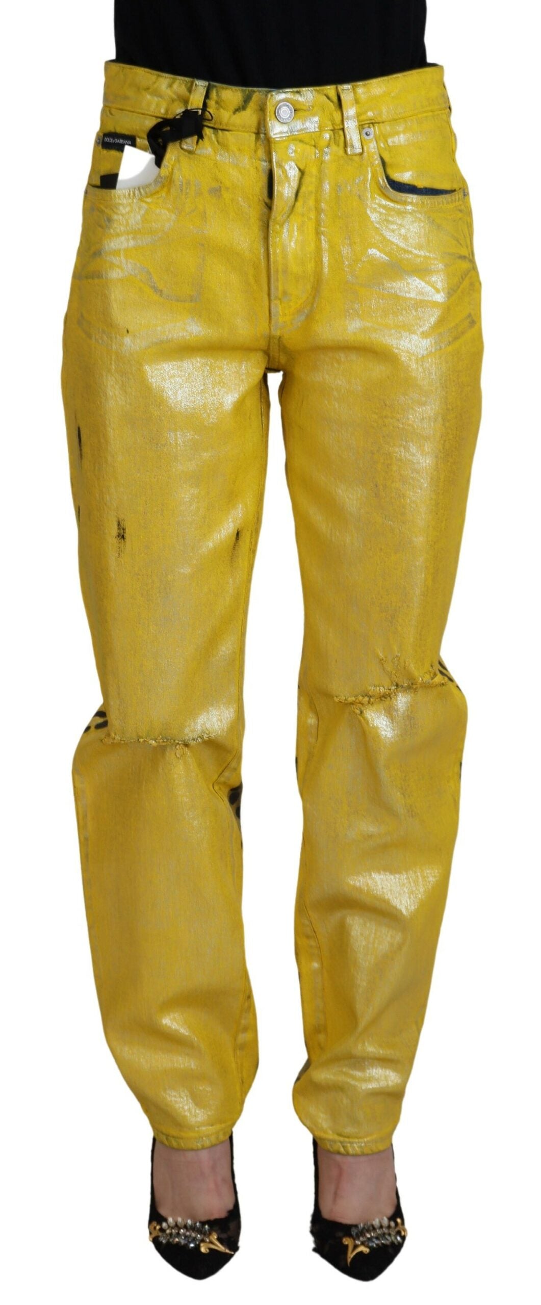 Dolce &amp; Gabbana Chic High Waist Straight Jeans in Vibrant Yellow
