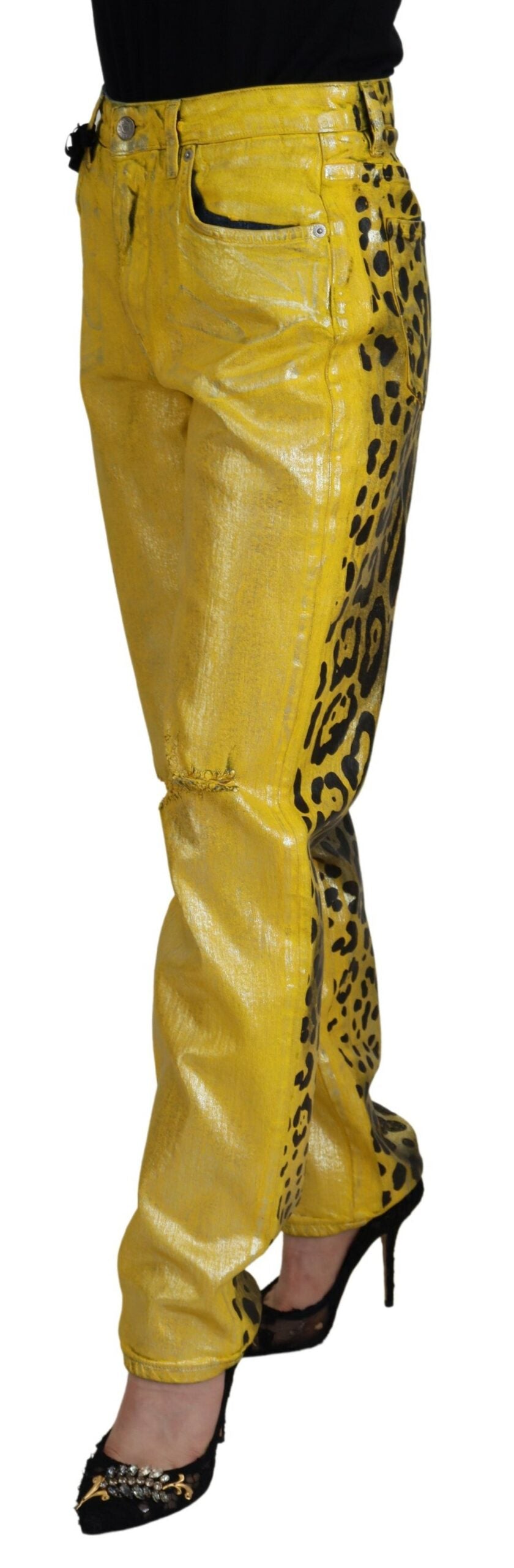 Dolce &amp; Gabbana Chic High Waist Straight Jeans in Vibrant Yellow
