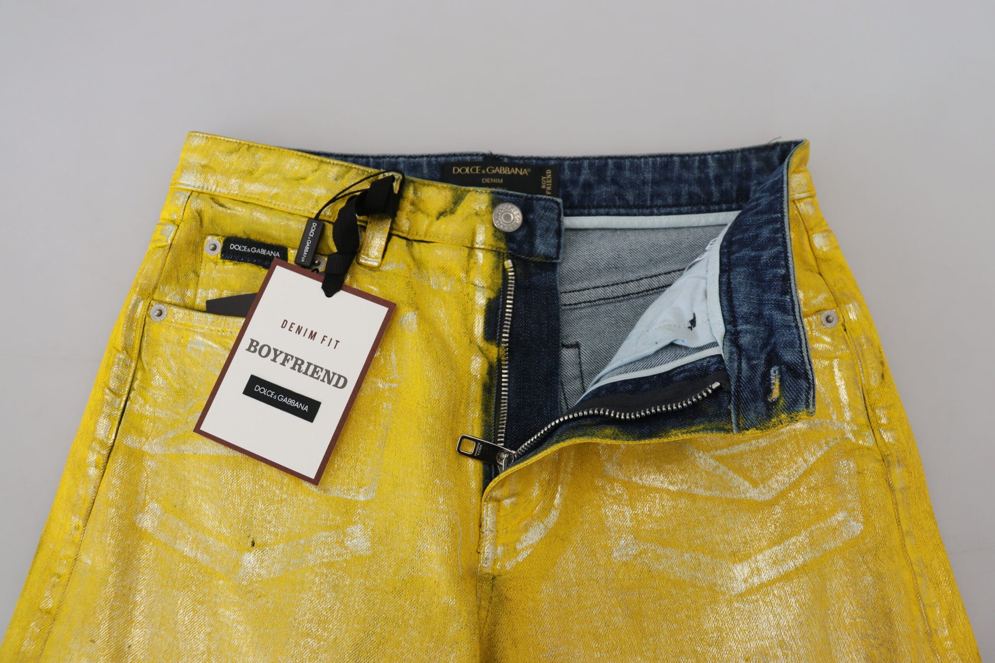 Dolce &amp; Gabbana Chic High Waist Straight Jeans in Vibrant Yellow