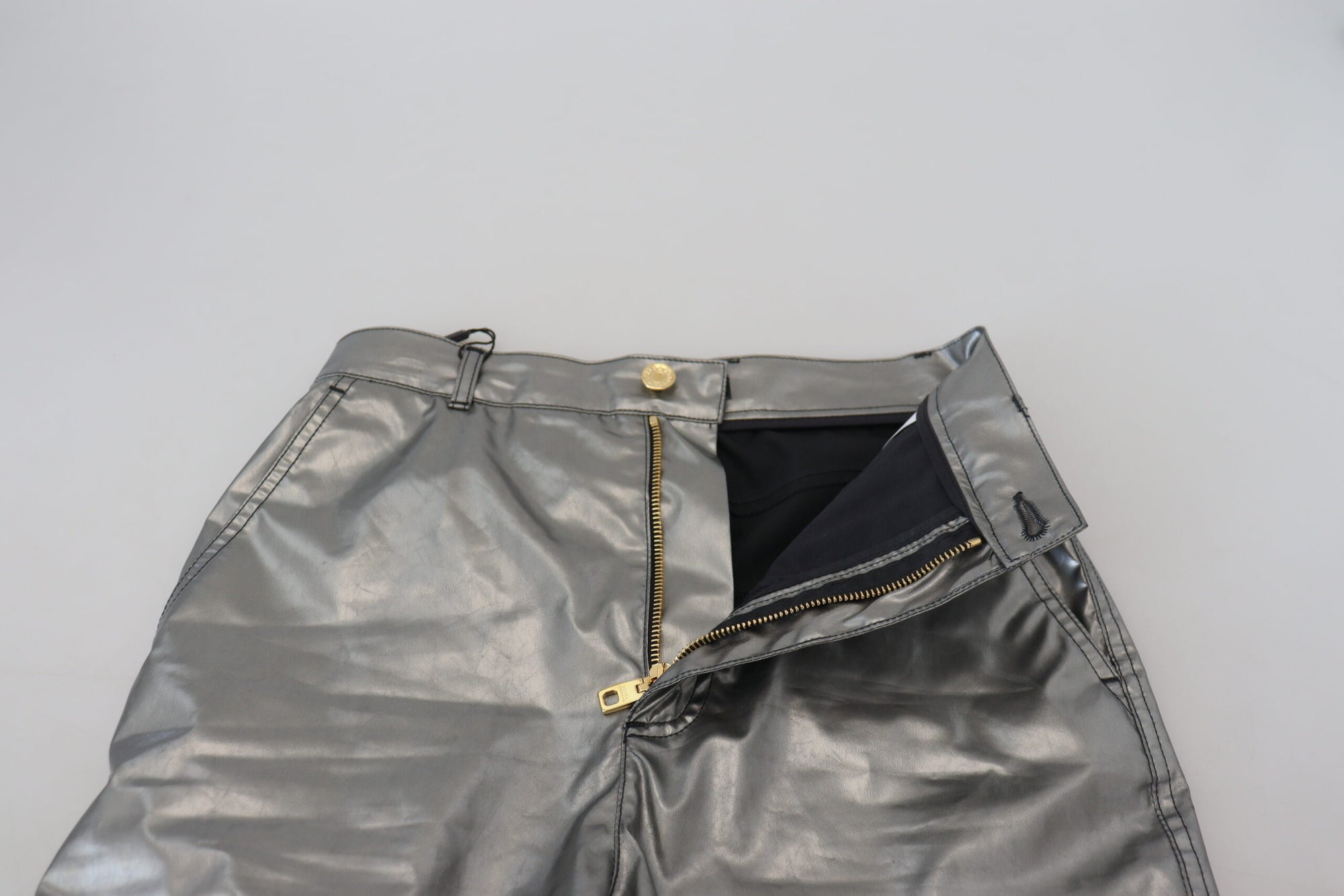 Dolce &amp; Gabbana Elegant High Waist Skinny Pants in Silver