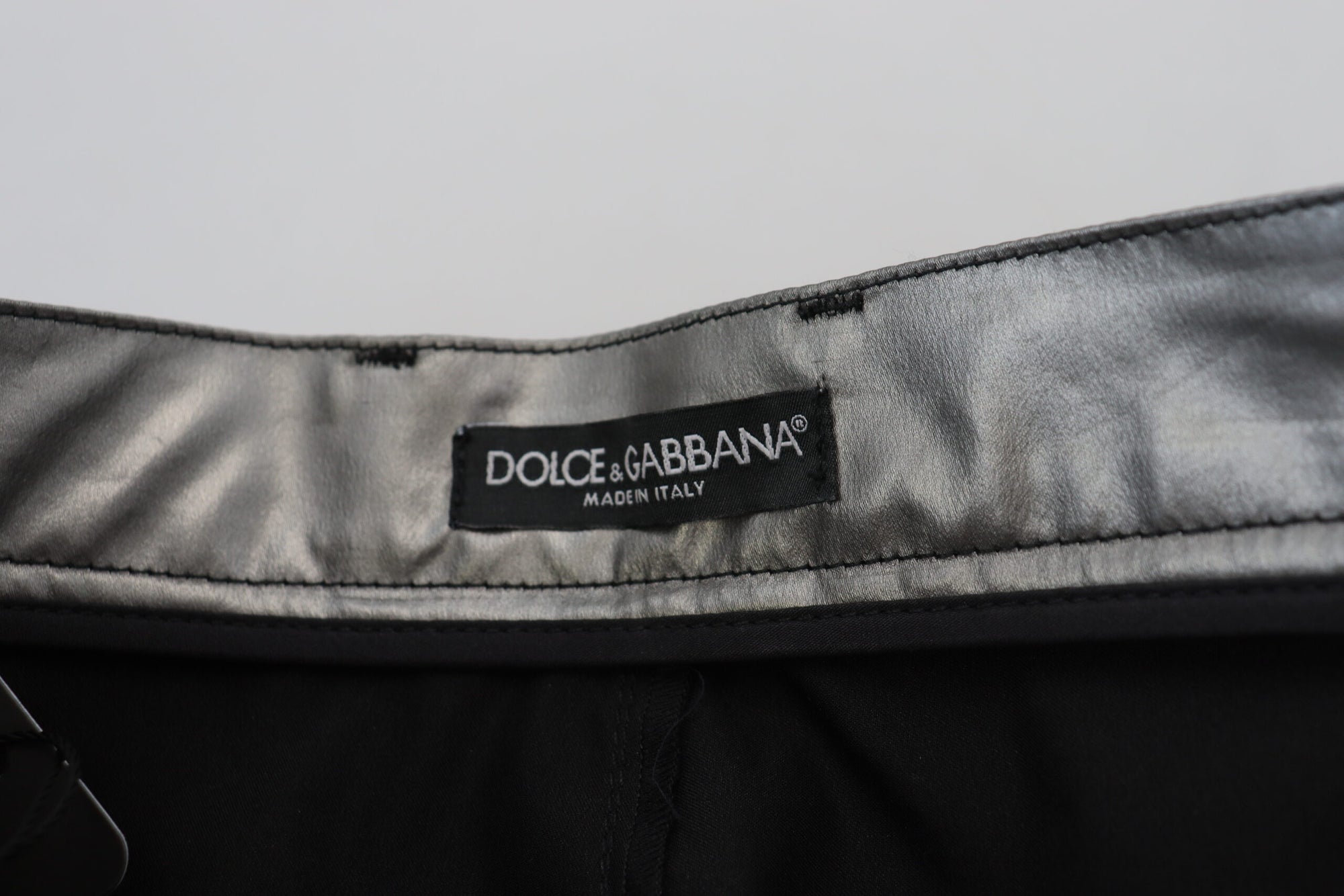 Dolce &amp; Gabbana Elegant High Waist Skinny Pants in Silver