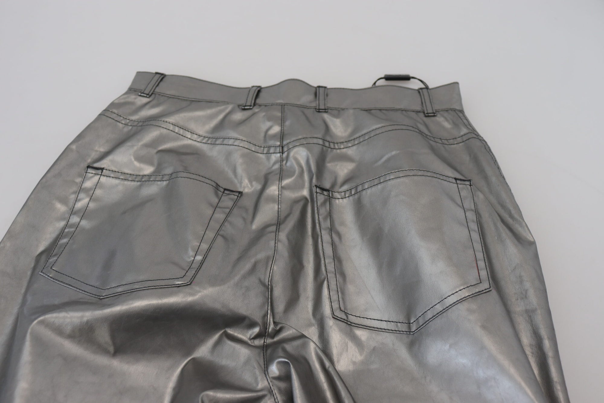 Dolce &amp; Gabbana Elegant High Waist Skinny Pants in Silver