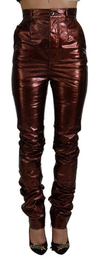 Dolce &amp; Gabbana High Waist Skinny Jeans in Metallic Bronze