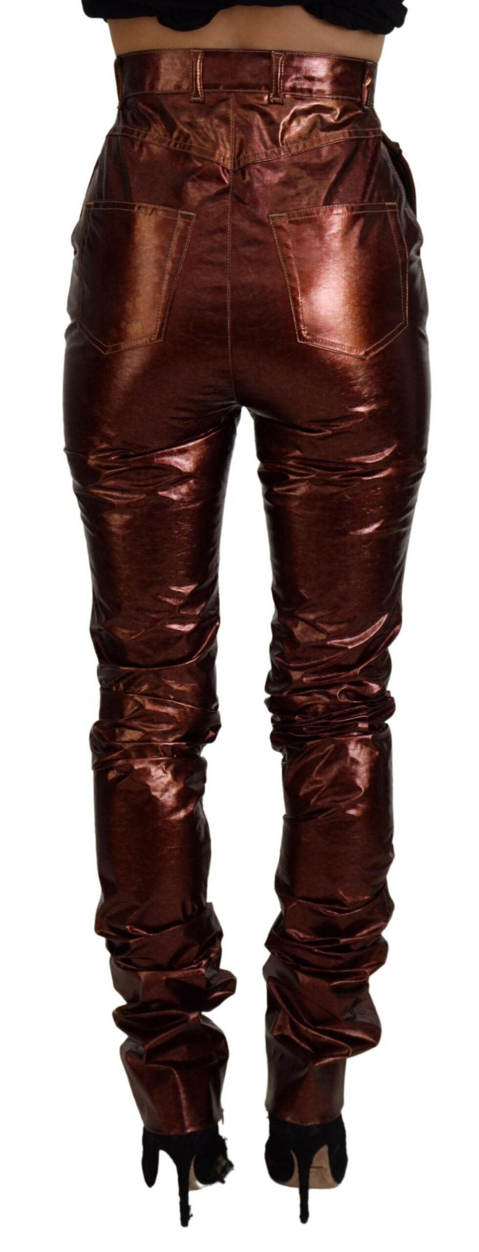 Dolce &amp; Gabbana High Waist Skinny Jeans in Metallic Bronze