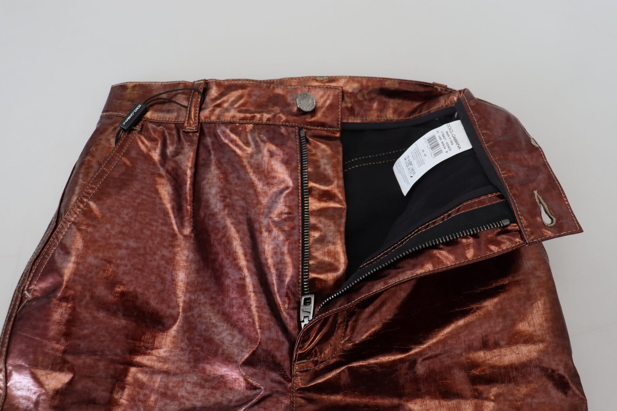 Dolce &amp; Gabbana High Waist Skinny Jeans in Metallic Bronze