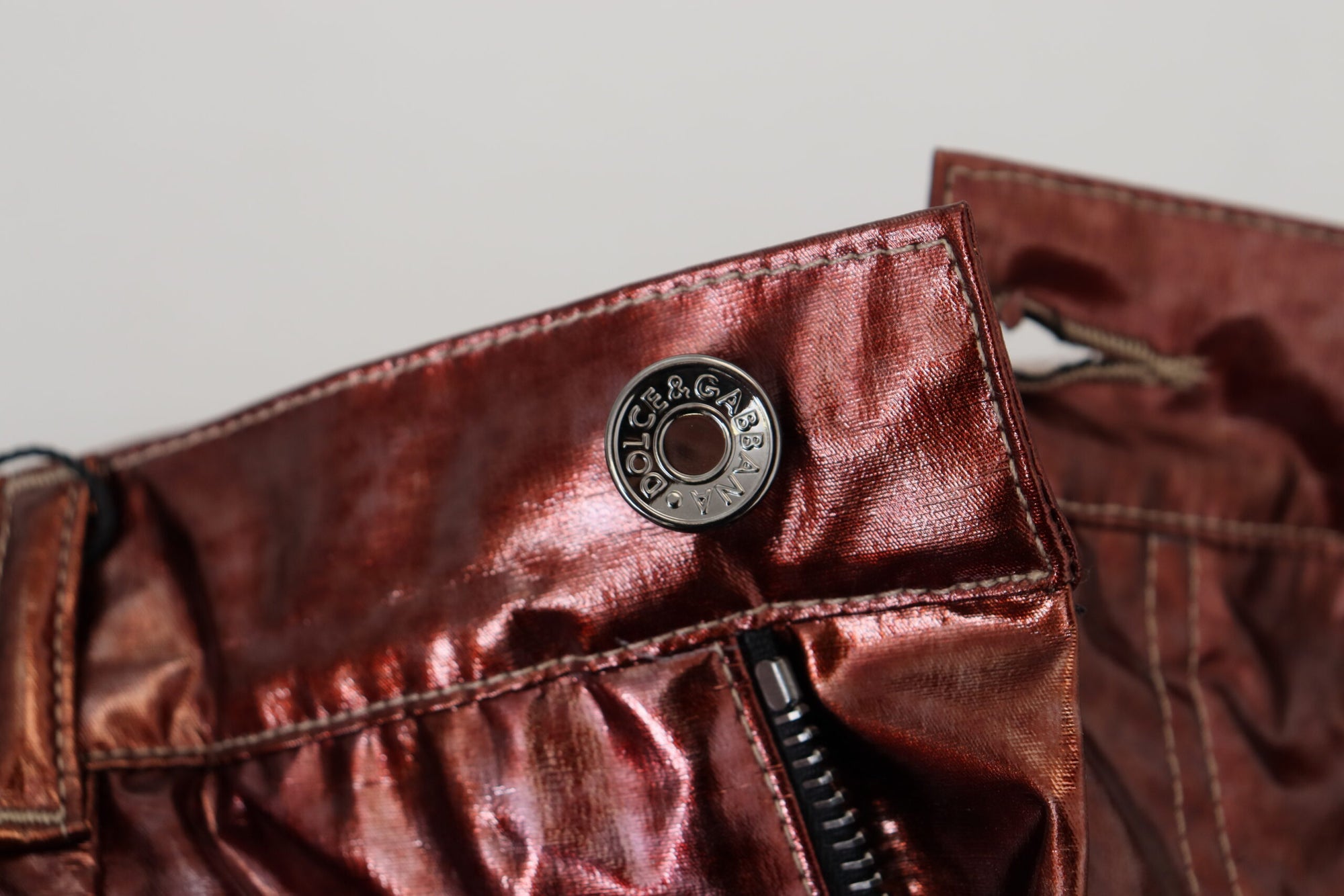 Dolce &amp; Gabbana High Waist Skinny Jeans in Metallic Bronze