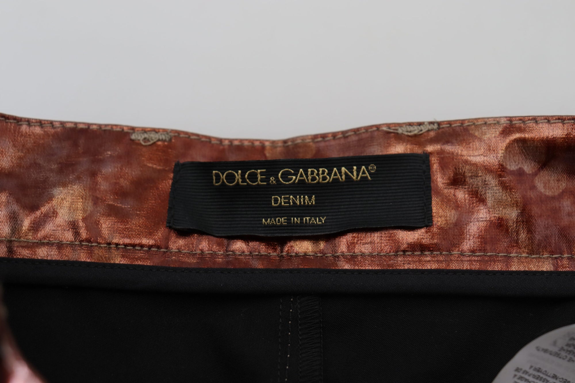 Dolce &amp; Gabbana High Waist Skinny Jeans in Metallic Bronze