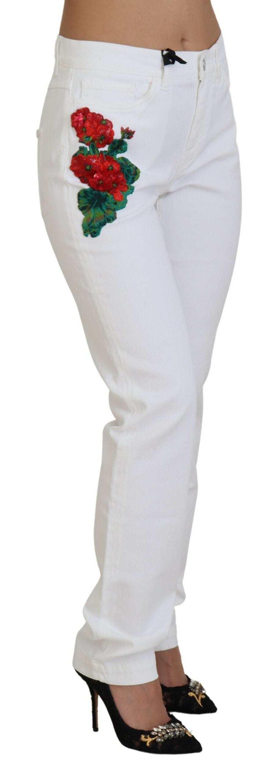 Dolce &amp; Gabbana Elegant White Mid Waist Skinny Jeans