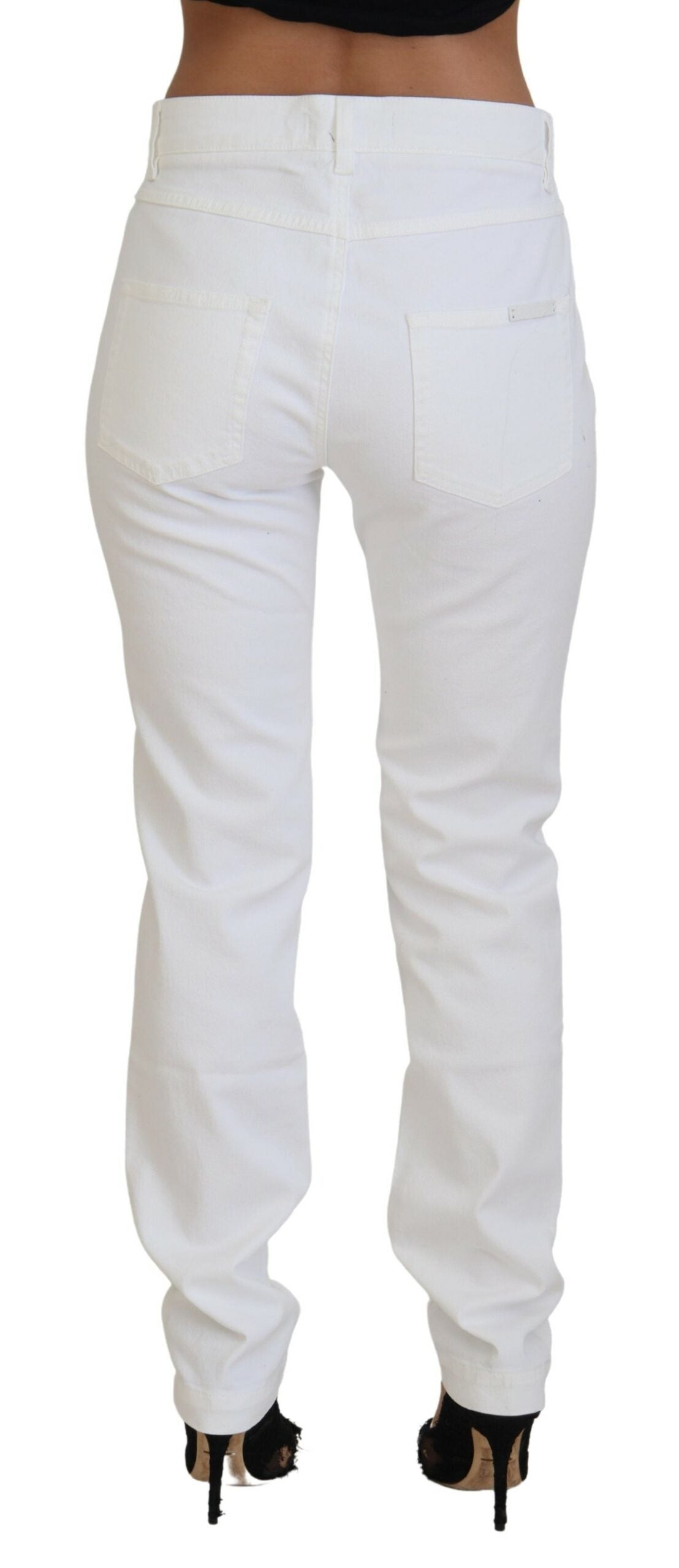 Dolce &amp; Gabbana Elegant White Mid Waist Skinny Jeans