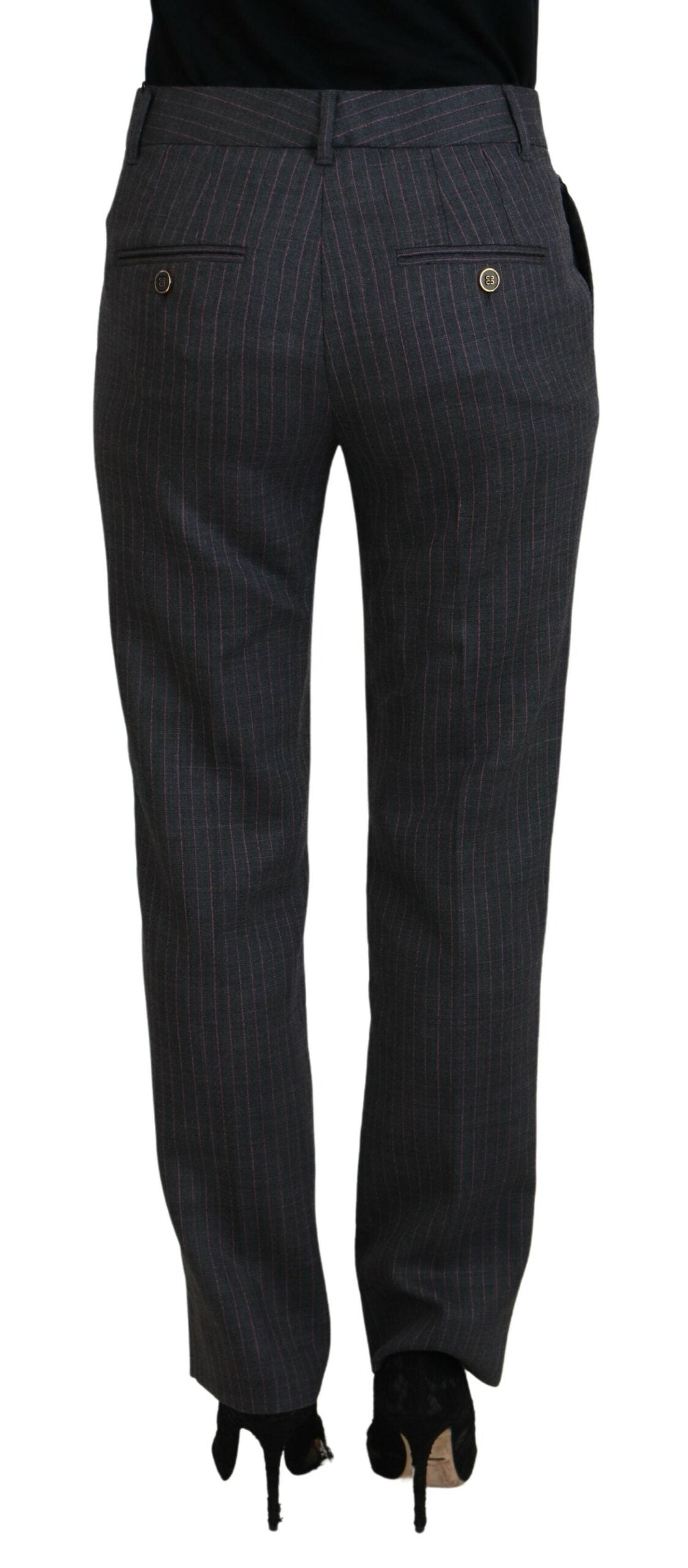 Dolce &amp; Gabbana Elegant Gray Striped Tapered Pants