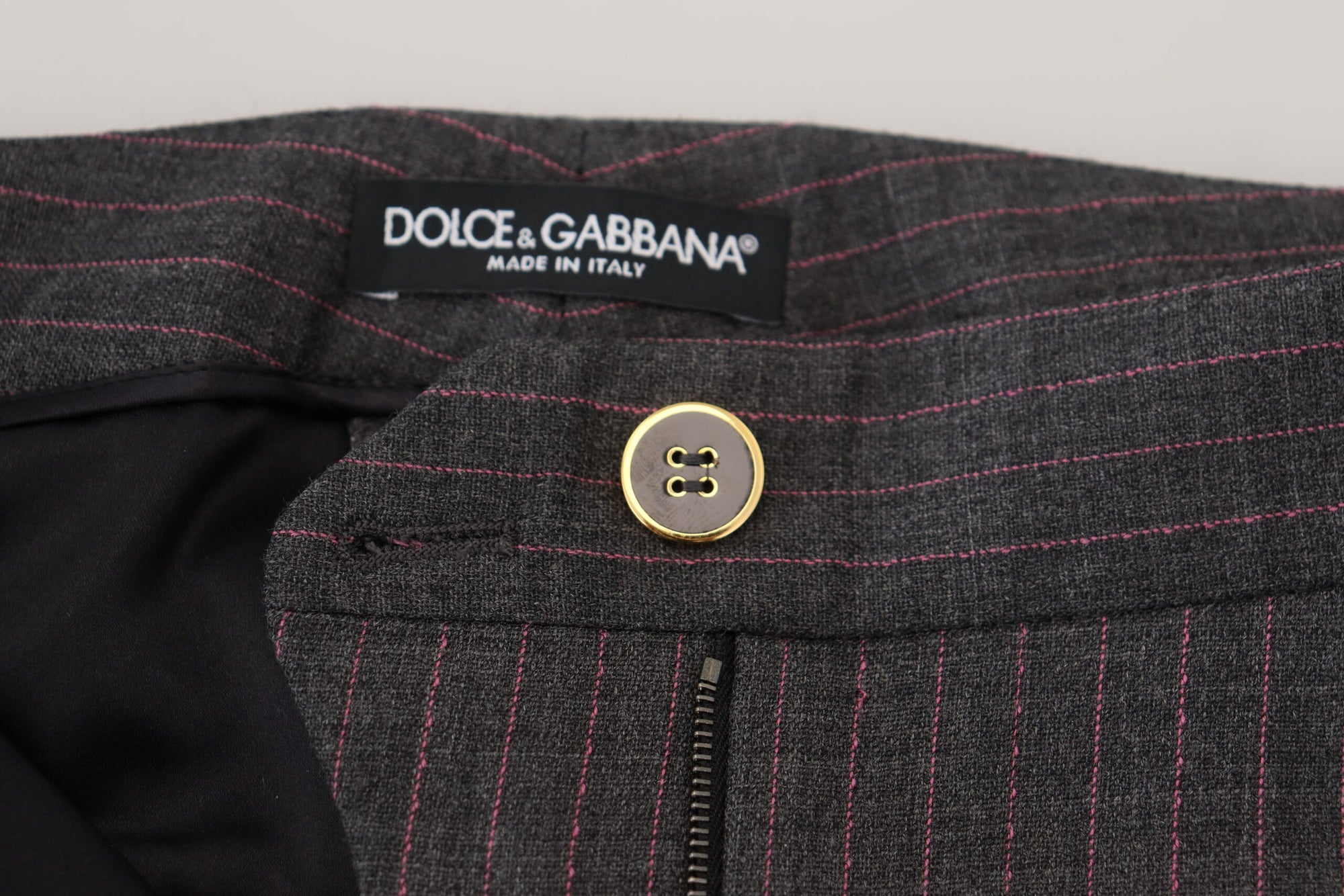 Dolce &amp; Gabbana Elegant Gray Striped Tapered Pants