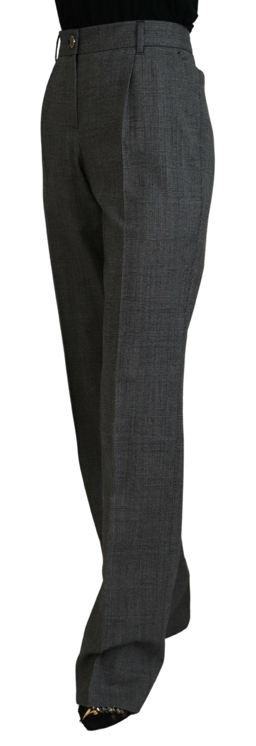 Dolce &amp; Gabbana High-Waist Plaid Virgin Wool Pants