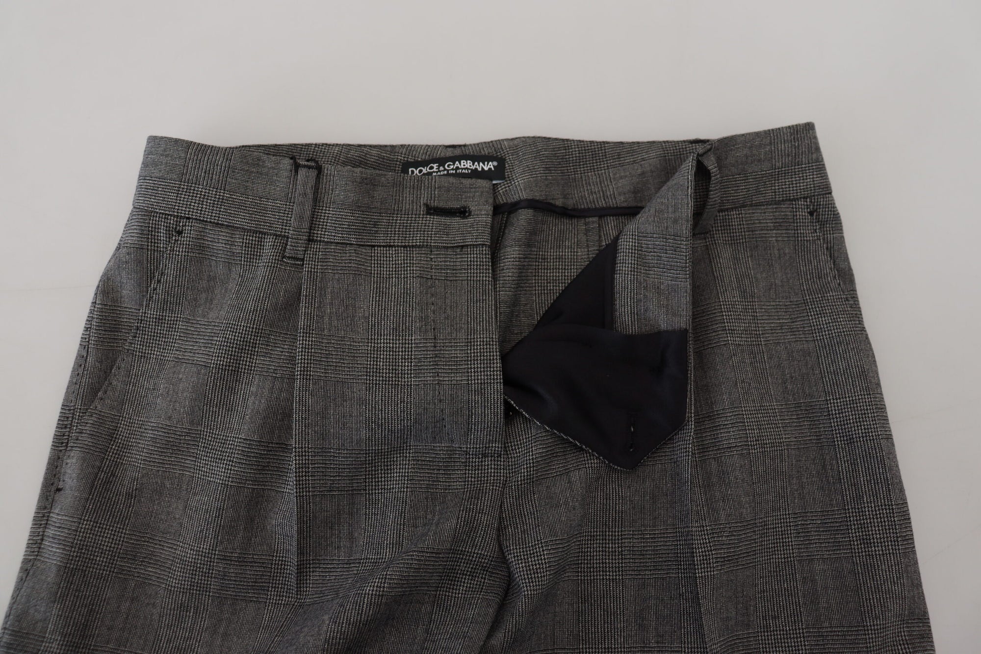 Dolce &amp; Gabbana High-Waist Plaid Virgin Wool Pants