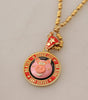 Dolce & Gabbana Gold Brass Chain SUPER PIG Pendant Logo Necklace