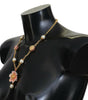 Dolce & Gabbana Gold Tone Floral Crystals Pink Embellished Necklace