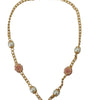 Dolce & Gabbana Gold Tone Floral Crystals Pink Embellished Necklace